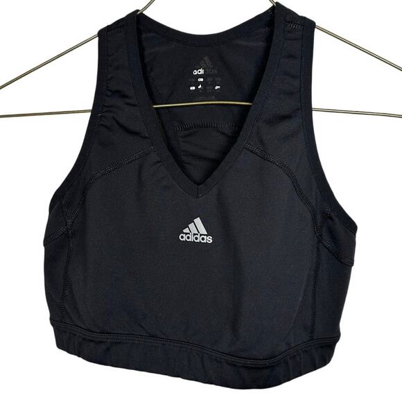 Adidas Black V-Neck Racerback Bra Women's Large - Picture 1 of 5